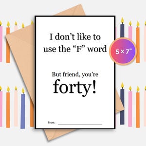 Fortieth Birthday Gift Card Holder Digital Download
