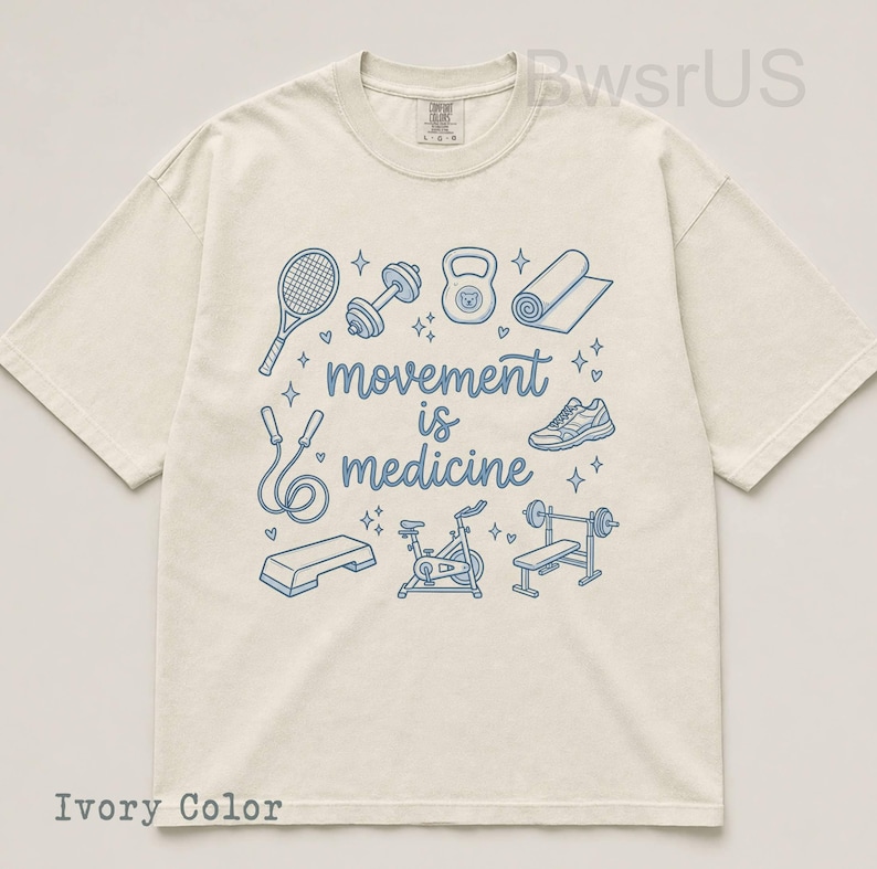 Movement Is Medicine Unisex T-shirt, Movement Is Medicine quote, fitness wellness lifestyle shirt, gym motivation workout image 1
