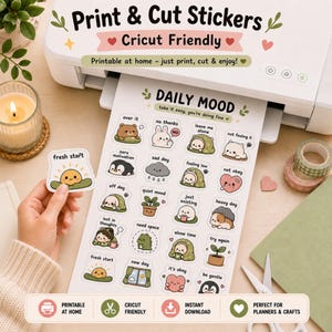 Leuke digitale plannerstickersbundel, 100 PNG-stickers, GoodNotes-stickers, stickers voor het dagelijks leven, zelfzorg, gezellige stijl, iPad-dagboekstickers afbeelding 8