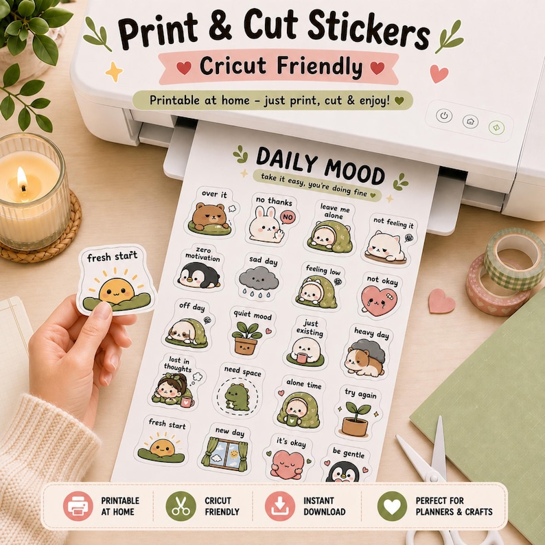 Leuke digitale plannerstickersbundel, 100 PNG-stickers, GoodNotes-stickers, stickers voor het dagelijks leven, zelfzorg, gezellige stijl, iPad-dagboekstickers afbeelding 8