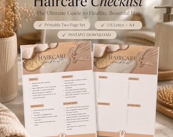 Haircare Routine Checklist - Tages-, Wochen- und Monatsplaner (druckbare PDF-Datei)
