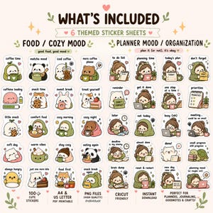 Leuke digitale plannerstickersbundel, 100 PNG-stickers, GoodNotes-stickers, stickers voor het dagelijks leven, zelfzorg, gezellige stijl, iPad-dagboekstickers afbeelding 3