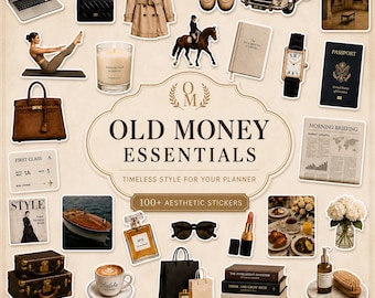 100 Old Money Stickers PNG | Quiet Luxury Planner Stickers | Goodnotes Stickers | Printable Stickers | Digital Journal PDF
