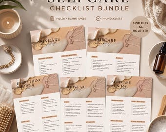 Hautpflege Checkliste Printable Bundle | Hautpflege Haarpflege Körperpflege Alles Dusche Selfcare | A4 & US Letter PDF