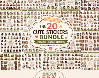2000+ leuke stickerbundel, 20 digitale png-pakketten, GoodNotes-stickers, planner, dagboek, iPad