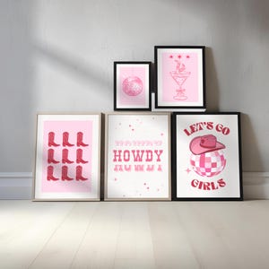 Cowgirl Print Set Of 5, Western Art Print, Cowgirl Prints, Cowgirl Martini Glass, Cowgirl Boots Wall Art, Dorm Room Art, Printable Wall Art