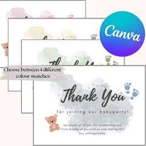 ¡Gracias! Tarjeta para tu Babyshower I Fiesta de Bebé I Tarjeta de Agradecimiento I Plantilla Canva I Personalizable y Editable