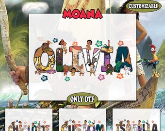 Custom Name Moana Dtf Transfer, Princess Moana Dtf, Disney Characters Alphabet DTF, Moana Personalized Name Dtf, Ready To Press, Heat Press