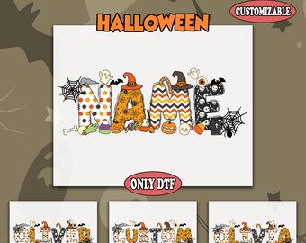 Custom Name Halloween DTF Transfer, Personalized Halloween Ready To Press, Halloween Family Matching Dtf, Halloween Alphabet dtf