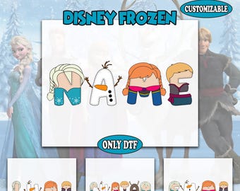 Custom Name Disney Frozen Dtf, Personalized Princess Elsa and Anna Dtf, Disneyland Olaf Dtf, Princess Birthday Party Dtf, Heat Press DTF