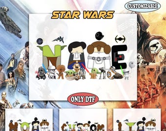 Disney Star Wars Custom Name DTF Transfer, Disney Star Wars Transfer, Disney Galaxy Wars DTF, Disney Star Wars Character Dtf, Baby Yoda Dtf
