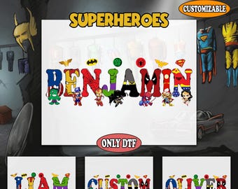Custom Name Superhero DTF Transfer, Personalized Hero DTF, Custom Birthday DTF, Heat Transfer, Ready To Press, Direct To Film