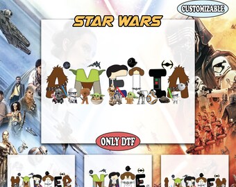 Personalized Star Wars Name DTF Transfer, Custom Name Star Wars DTF, Star Wars Ready To Press, Baby Yoda DTF, Disney Star Wars Transfer