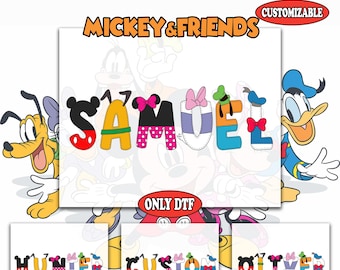 Custom Name Disney Dtf, Mickey & Friends Family Matching Dtf, Mom Dad Disney Dtf, Personalized Mickey Mouse Kids Toddler Birthday Dtf