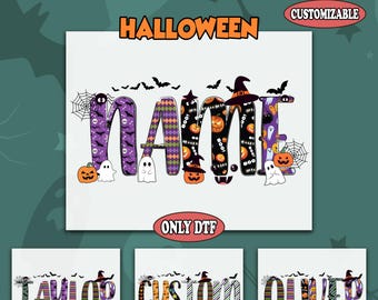 Custom Name Halloween DTF Transfer, Personalized Halloween Ready To Press, Halloween Family Matching Dtf, Halloween Alphabet Iron on