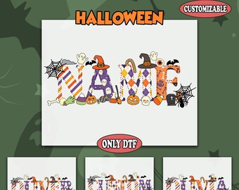 Custom Personalized Halloween Name DTF Transfer, Ready To Press DTF Transfer, Direct To Film, DTF Print, Halloween t-shirt transfer