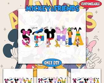 Custom Name Mickey And Friends Dtf, Personalized Disney Donald Goofy Pluto Dtf, Disneyland Vacation Holiday Family Gifts, Magic Kingdom Dtf