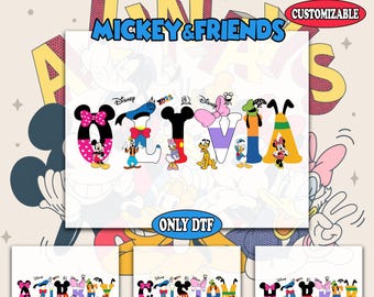 Custom Name Disney Dtf, Disney Trip Dtf, Walt Disney World Dtf, Family Matching Dtf, Disney Characters Alphabet Dtf, Heat Press Transfer