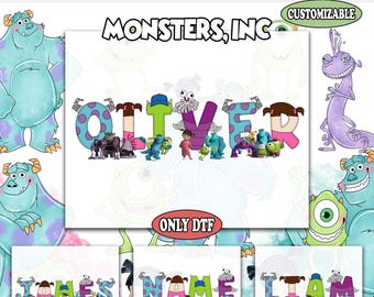 Custom Name Monsters Inc Dtf Transfer, Personalized Disney Mike Sully Boo Matching Dtf, Disneyland Vacation Holiday Family Dtf, Heat Press