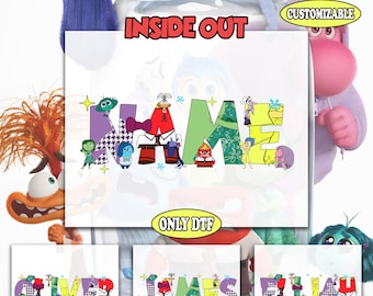 Personalized Inside Out 2 Characters Name Dtf, Custom Girl Dtf, Name Kids Family Dtf, Disney Family Matching Dtf, Joy, Sadness, Anxiety