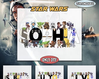 Personalized Name Star Wars Characters Dtf, Custom Star wars Dtf, Disneyland Vacation Dtf, Galaxy's Edge Dtf, Disneyland Starwars Dtf
