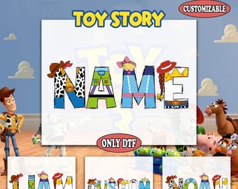 Custom Name Toy Story DTF Transfer, Woody, Buzz, Jessie Personalized Name Ready to Press, Custom Text DTF Print, Toy Story Birthday DTF