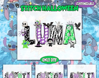 Personalized Halloween Stitch Dtf, Custom Name Stitch Dtf, Cute Spooky Season Dtf, Trick or Treat Outfit, Disney Halloween Ready To Press