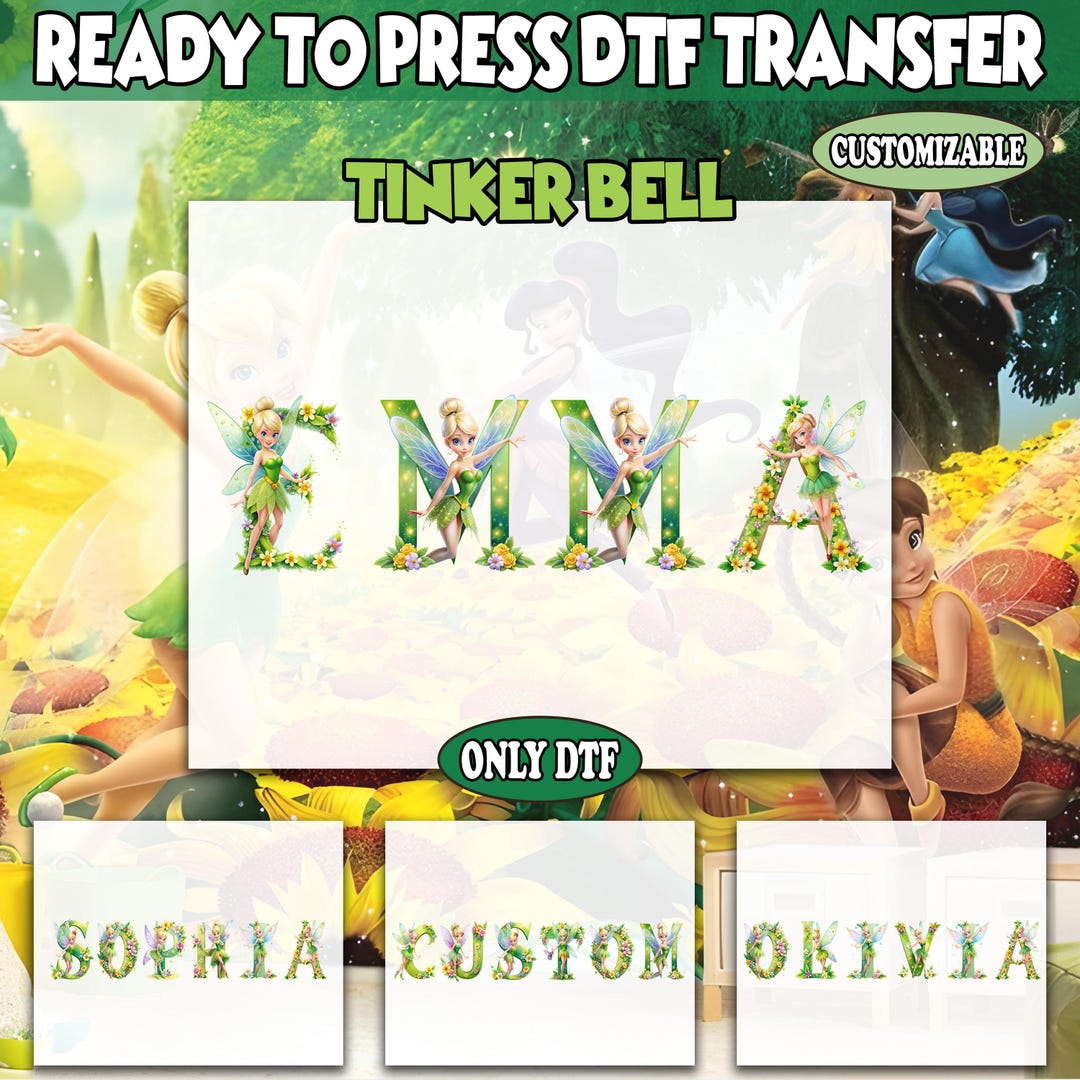 Custom Name Tinker Bell Dtf, Fairy Magical Dtf, Princess Tinker Bell ...