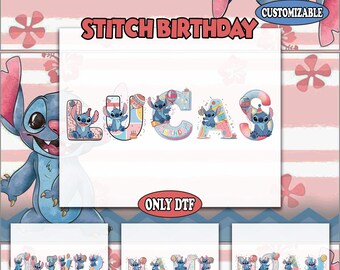 Custom Name Stitch DTF Transfer, Lilo and Stitch Custom Girl Boy DTF, Name Kids Family Heat Press, Disneyland Birthday Family Matching Dtf