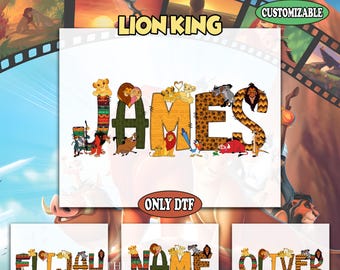 Custom Name Lion King Family Matching Dtf, Disneyland The Lion King Dtf, Personalized Simba Mufasa Timon Pumbaa Dtf, Heat Press Transfers