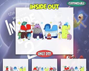 Personalized Inside Out 2 Characters Name Dtf, Custom Girl Dtf, Name Kids Family Dtf, Disney Family Matching Dtf, Joy, Sadness, Anxiety