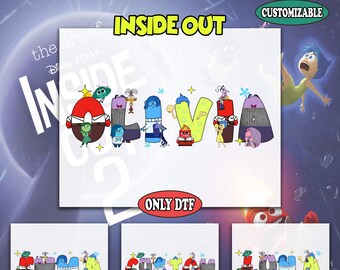 Custom Name Inside Out Characters Dtf, Custom Girl Dtf, Custom Boy Dtf, Name Kids Dtf, Disneyland Family Matching Dtf, Birthday Theme Dtf