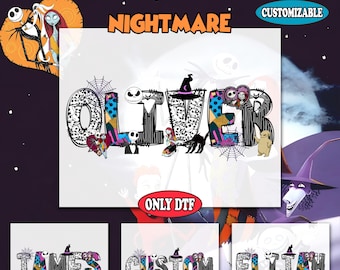 Custom Name Nightmare Before Christmas Dtf, Personalized Disney Jack Oogie Barrel, Kids Disneyland Holiday Family Gift, Heat Press Transfers