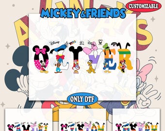 Custom Name Disney Dtf, Mickey & Friends Family Matching Dtf, Mom Dad Disney Dtf, Personalized Mickey Mouse Kids Toddler Birthday Dtf