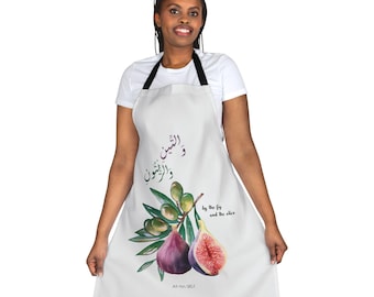 Islamic Apron Fig and Olive Quran Verse Muslim Kitchen Gift for Women Mom, Ramadan Eid Housewarming Wedding Nikah Gift, Islamic Home Decor