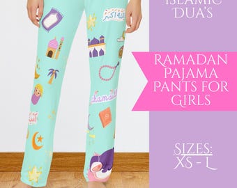 Ramadan Pajama Pants for Girls, Islamic Kids Sleepwear, Muslim Kids Lounge Pants, Ramadan Nightwear, Dua Pajamas, Eid Gift for Girls