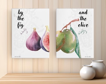 Fig and Olive Islamic Wall Art | Islamic Calligraphy | Ramadan Eid | Islamic Wedding Gifts | Islamic Decor | Islamic Home Gifts Islamic Art
