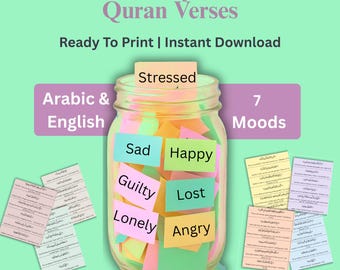 150+ Ayahs by Emotion | Quran Verses Read me When verses Quran Verses Jar Islamic Jar Gift Ramadan Eid Islamic Gift Quranic Gifts Printable