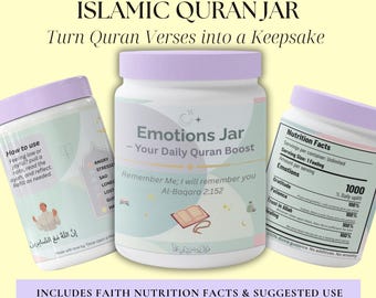 Quran Emotions Jar Label Islamic Printable Wrap for Spiritual Gift, Read Me When Jar, Islamic Gift Quran Eid gift Ramadan Gift Islamic Favor