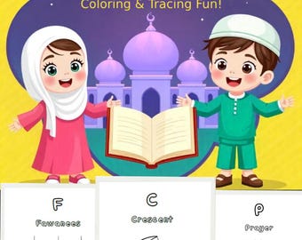 Islamic Alphabet Coloring Book for Kids Printable | Ramadan Activity Book | Islamic Baby Shower, Islamic Printable, Ramadan eid gift