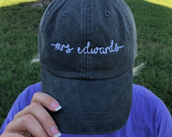 Personalized Baseball Hat, Custom baseball cap, Handwriting script style baseball cap, Customizable script baseball hat, Personalized