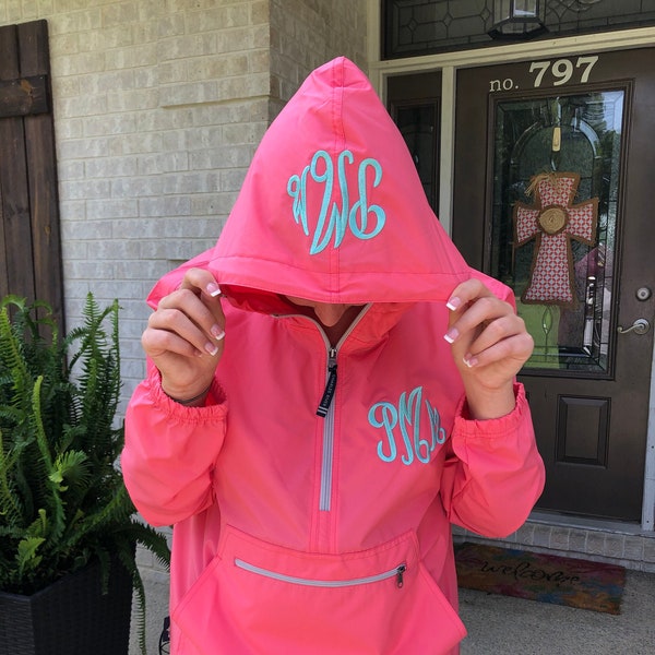 Personalized Monogrammed Charles River Pack-N-Go light weight rain jacket windbreaker Bridesmaid Gift Graduation gift greek sorority