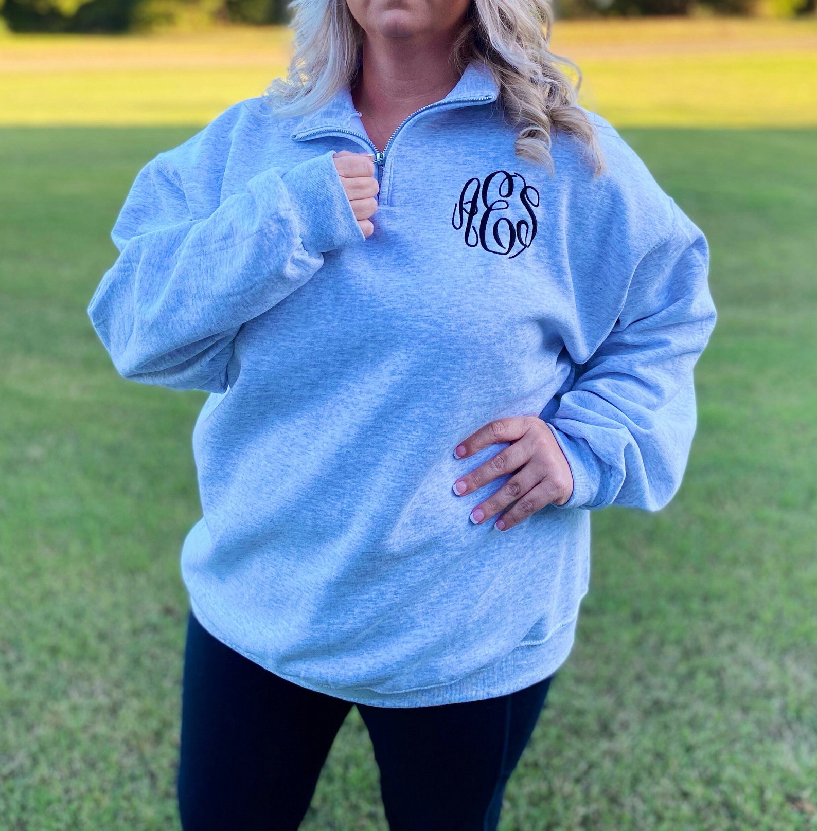 Monogram Quarter Zip Pullover Sweatshirt Christmas Gift for Etsy
