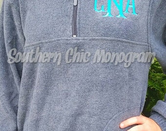 Preppy Monogrammed quarter zip pullover jacket Personalized Gift Bridesmaid Sweatshirt Greek Sorority Graduation Wedding Big Little