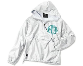 Monogrammed personalized pullover Jacket Rain jacket Sorority Greek Charles River Brand