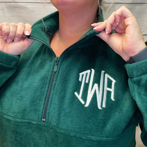 Preppy Monogrammed quarter zip pullover jacket Personalized Gift Bridesmaid Sweatshirt Greek Sorority Graduation Wedding Big Little