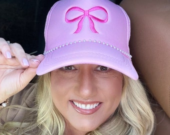 Trendy Coquette pink Bow Foam Trucker hat