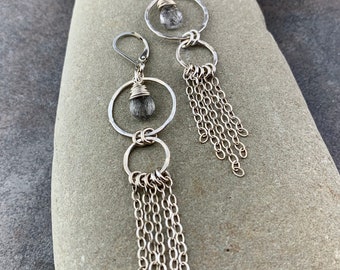 Dream Catcher Earrings with Tourmalinated Quartz