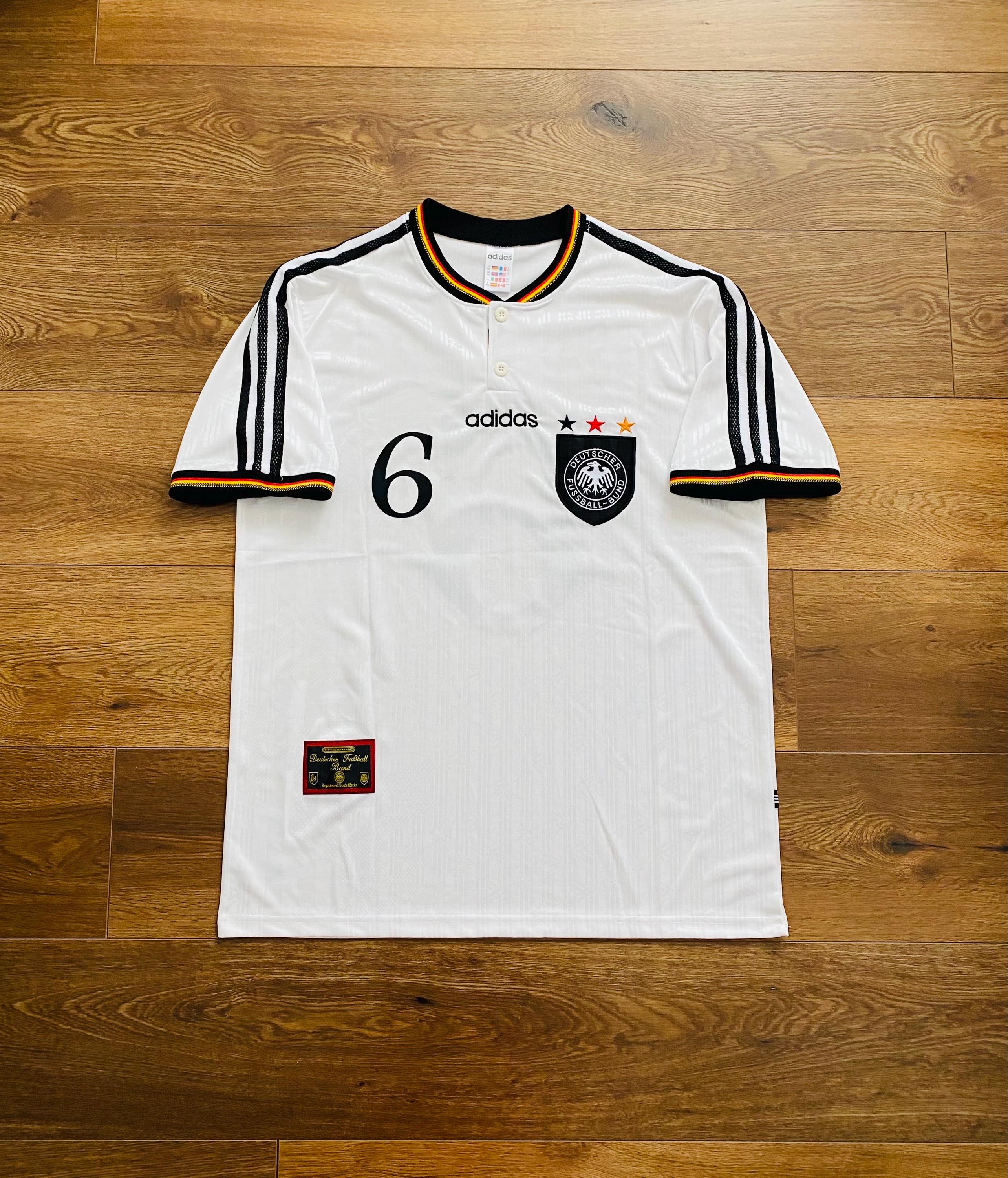 home shirt germany 96 kit 1996 Euro Cup Germany Home Shirt Jersey Sammer Size 2XL