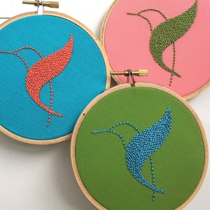 Hummingbird PDF embroidery pattern.  beginner embroidery.  bird design PDF.  diy tutorial.  modern embroidery by mlmxoxo.  digital PDF.